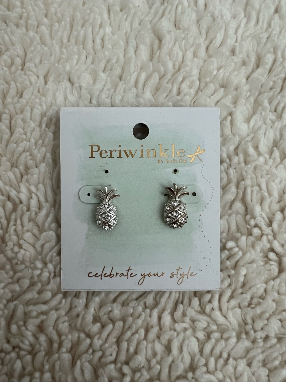 Silver-Tone Pineapple Crystal Stud Earrings